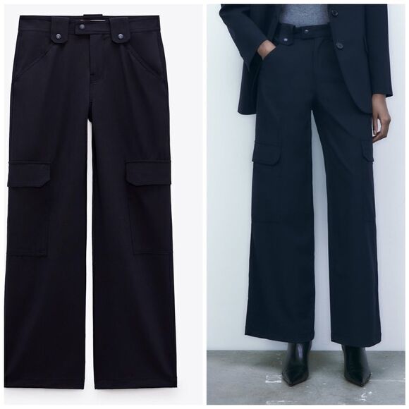 Zara The Minimal Cargo Pants Wool Blend - Picture 1 of 5